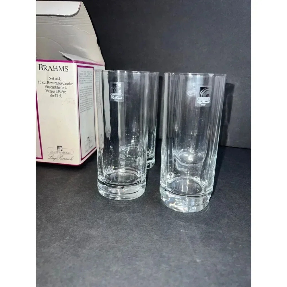 vintage set of 4 Luigi Bormioli Light & Music crystal 15oz beverage glasses GIFT - Picture 7 of 13
